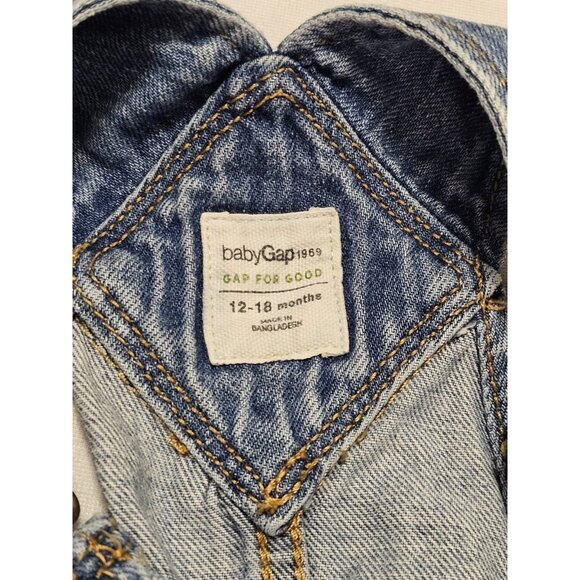 Baby Gap Denim Jean Shortalls Overall Shorts 12-18mo Summer Spring Beach - Picture 4 of 7